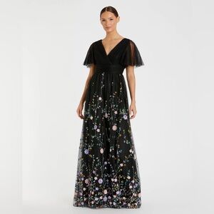 Mac Duggal Black and embroidered and sequin Floral Maxi Dress Size Chart photo#9